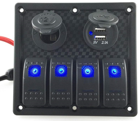 Морски ел. ключ панел, 4 ключа + 2 USB