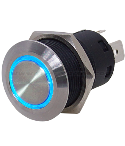 Stainless Steel Waterproof Push-Button Switch (LED Ring, 12V/24V 20A)