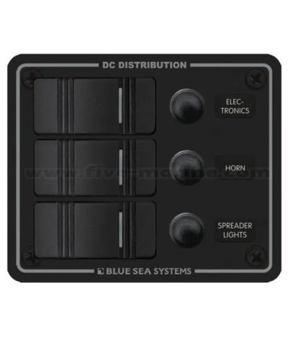 Waterproof electric panel with LED switches - 3 switches, black