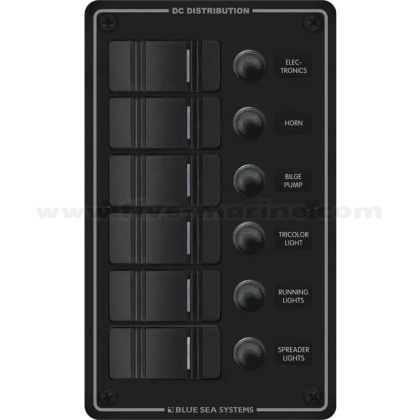 Waterproof electric panel with LED switches - 6 switches, black