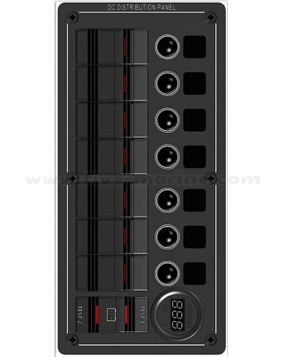 Водоустойчив IP67 ROCKER ел. панел - 7 ключа + гнездо за волтметър