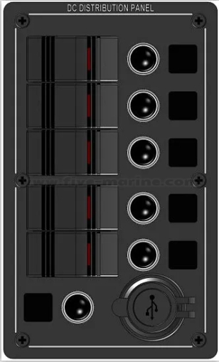 Waterproof IP67 ROCKER Switch panel - 6 switches + 2 USB