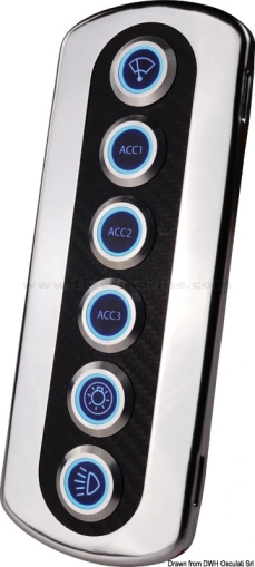 Waterproof IP66 Backlit carbon fiber panel. Blue LED - 6 switches