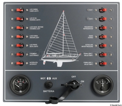 Control panel thermo-magnetic switches sailboat
