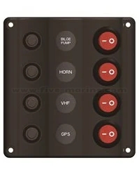 Wave-Series Waterproof Switch Panel, 4 Switches with LED 
