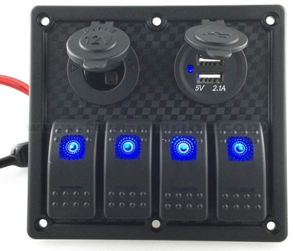 Waterproof Switch Panel, 4 switches 