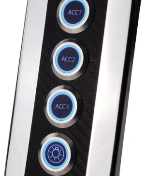 Waterproof IP66 Backlit carbon fiber panel. Blue LED - 6 switches