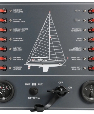 Control panel thermo-magnetic switches sailboat